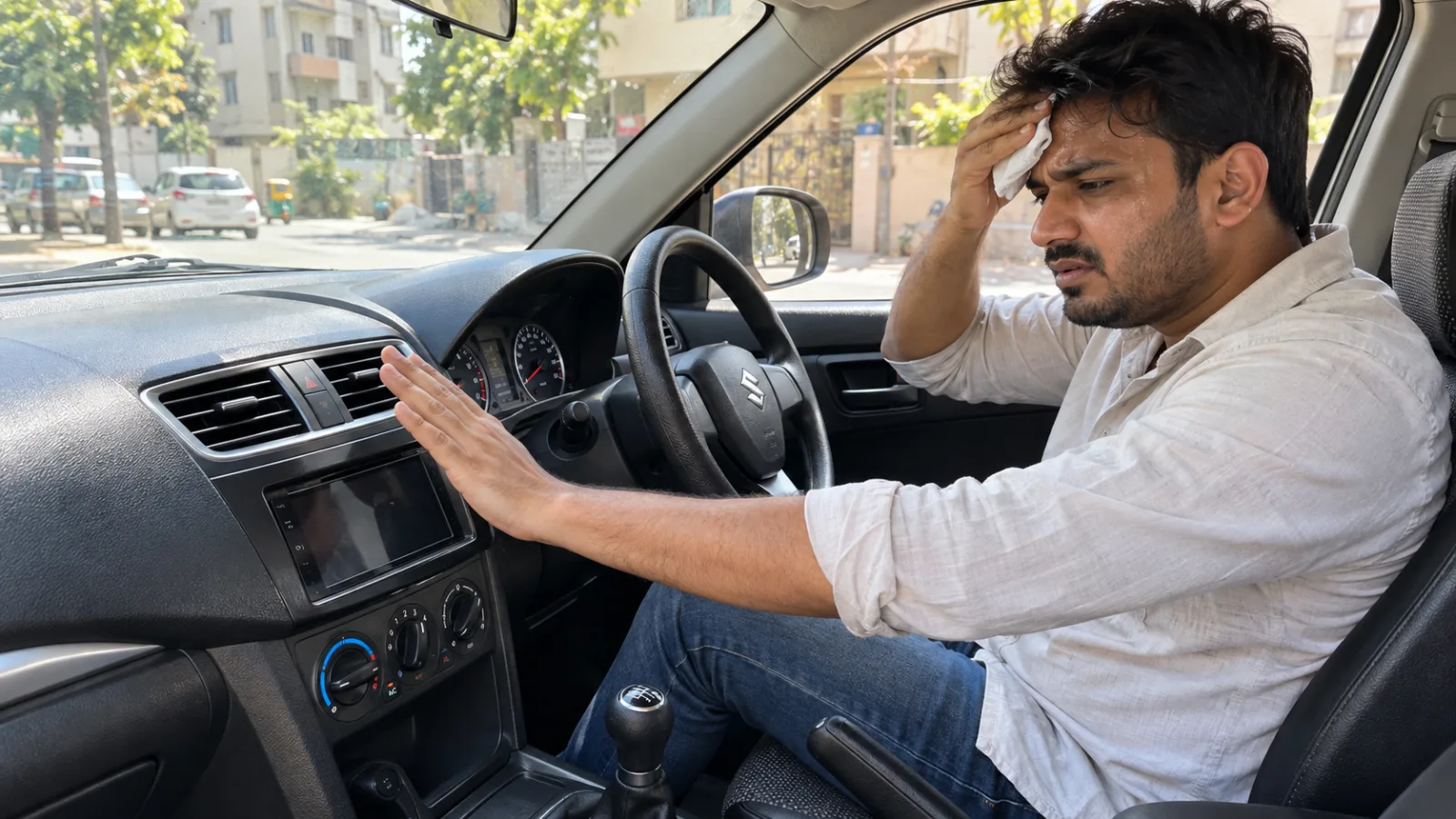 Maruti Swift with air conditioning vents blowing cool air