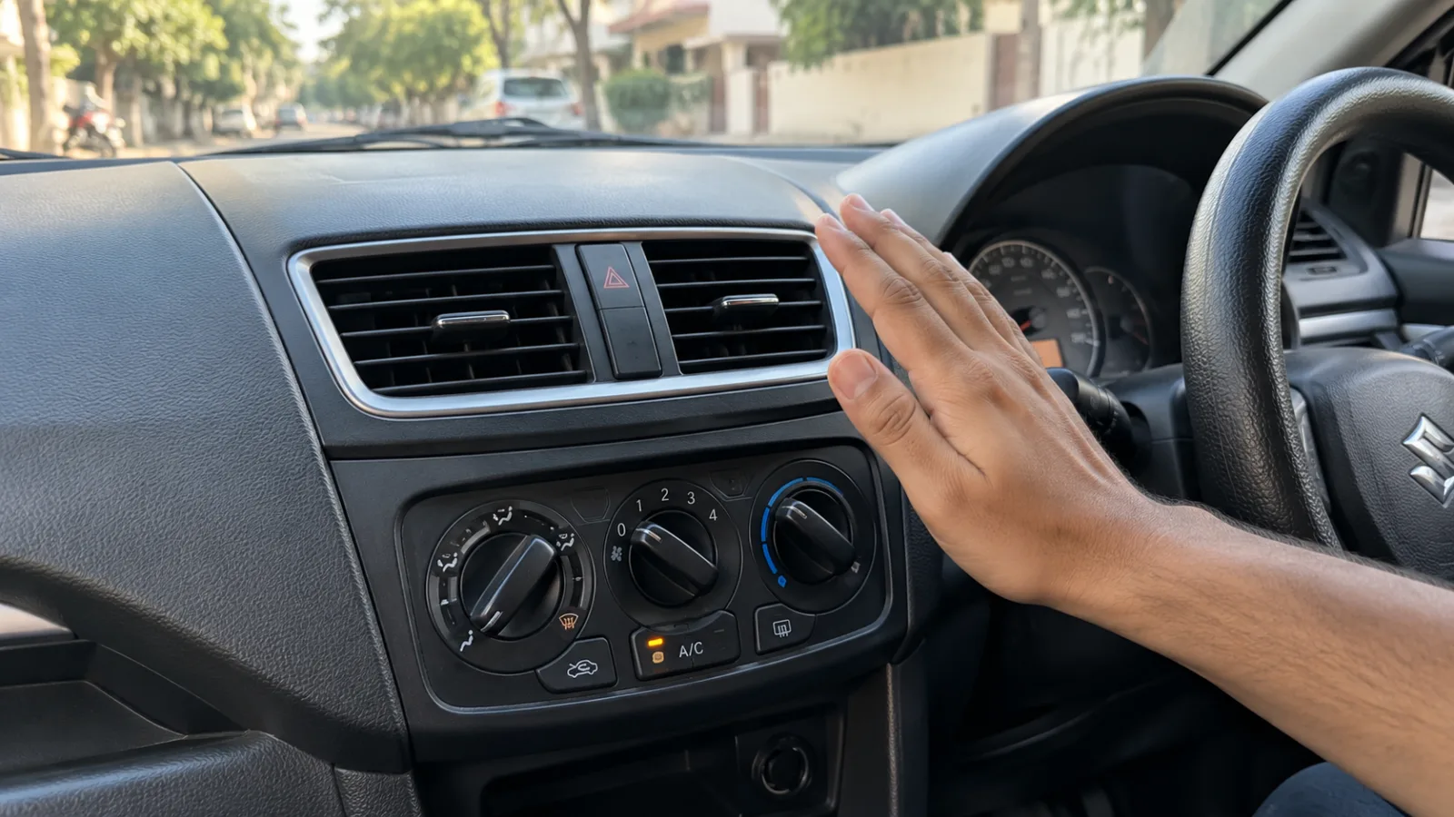 Maruti Swift AC system and air conditioning vents inside the car